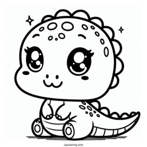 Dinosaur Coloring Page Of Kawaii Leaellynasaurus Coloring Sheet