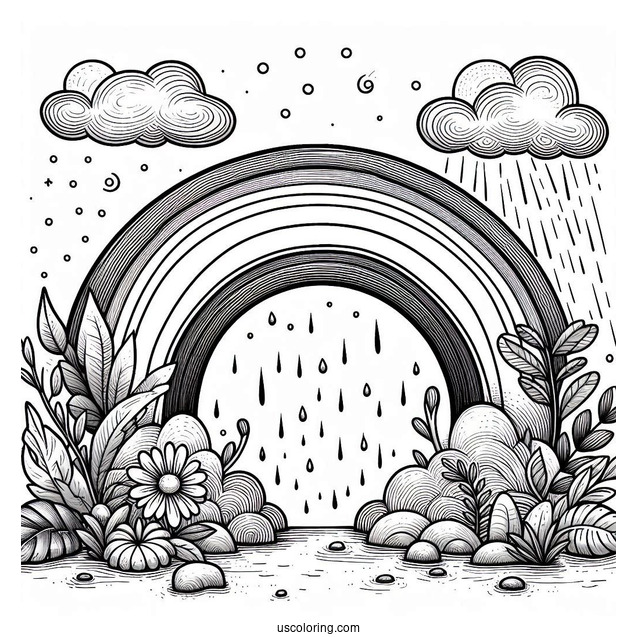 Realistic Looking Rainbow Coloring Page