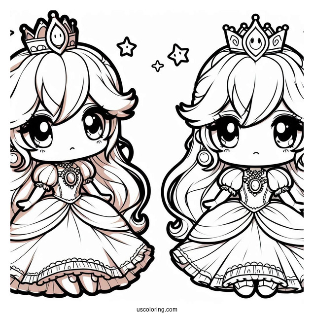 Princess Coloring Page Of Chibi Princess Peach
