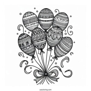 Bunch Of Balloons With Patterns And Ribbon