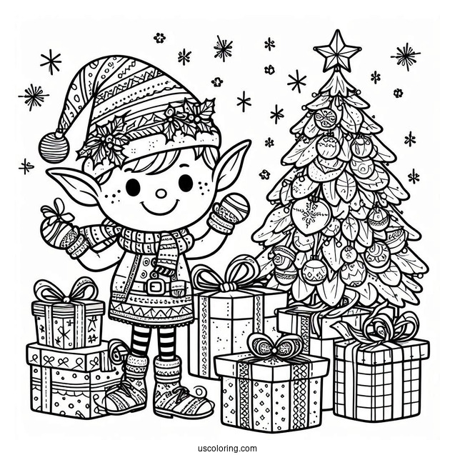 Merry Christmas Themed Elf With Presents