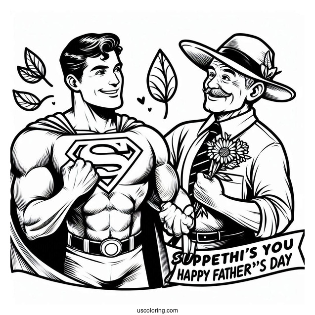 Superman Happy Father's Day Coloring Page Of Greeting