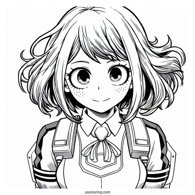 My Hero Academia Ochaco Uraraka With Deku Coloring Page