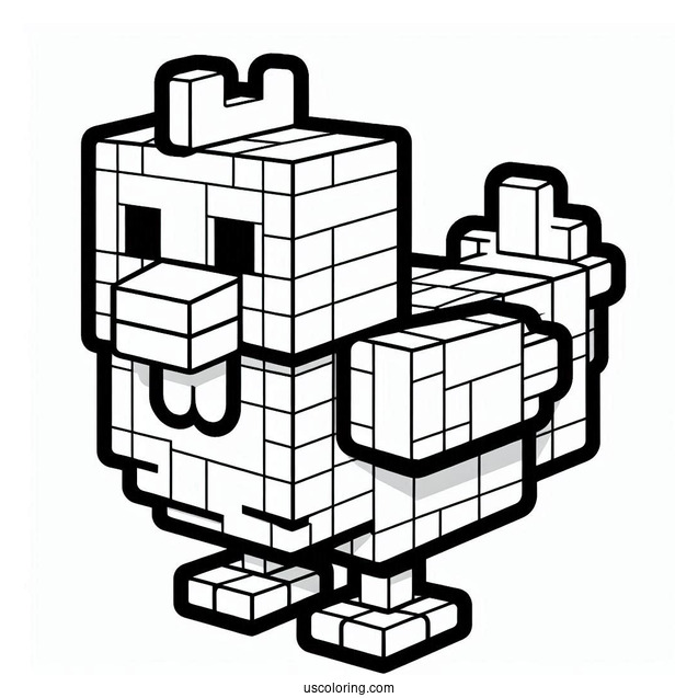Minecraft Chicken Coloring Sheet