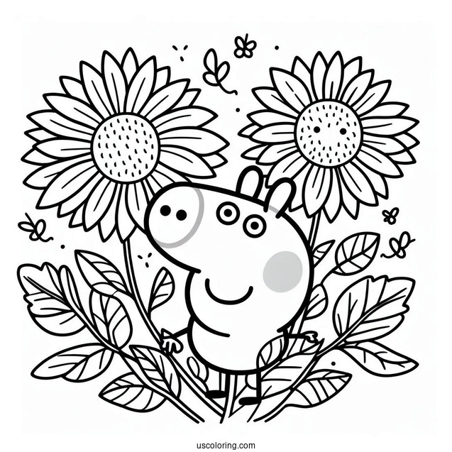 Peppa Pig Sunflower Coloring Page