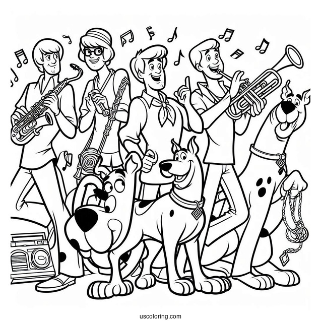 The Scooby Gang Coloring Page For Kids