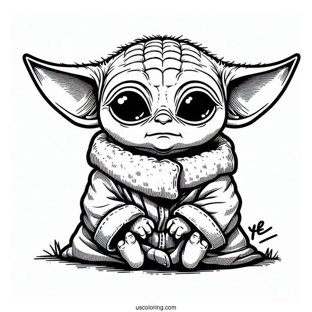 Detailed Baby Yoda Coloring Sheet