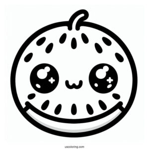 Cute Kawaii Watermelon Coloring For Preschoolers