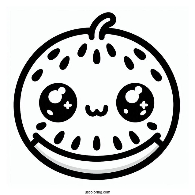 Cute Kawaii Watermelon Coloring For Preschoolers