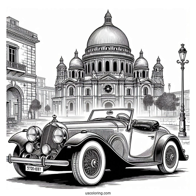 Vintage Porche Coloring Page