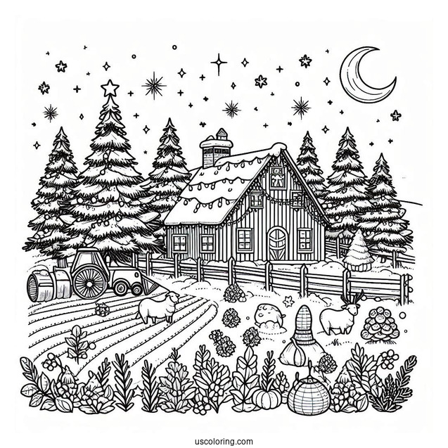 Christmas Tree Farm Coloring Sheet