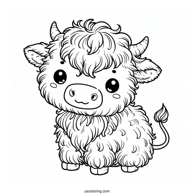 Baby Highland Cow Coloring Page For Kids