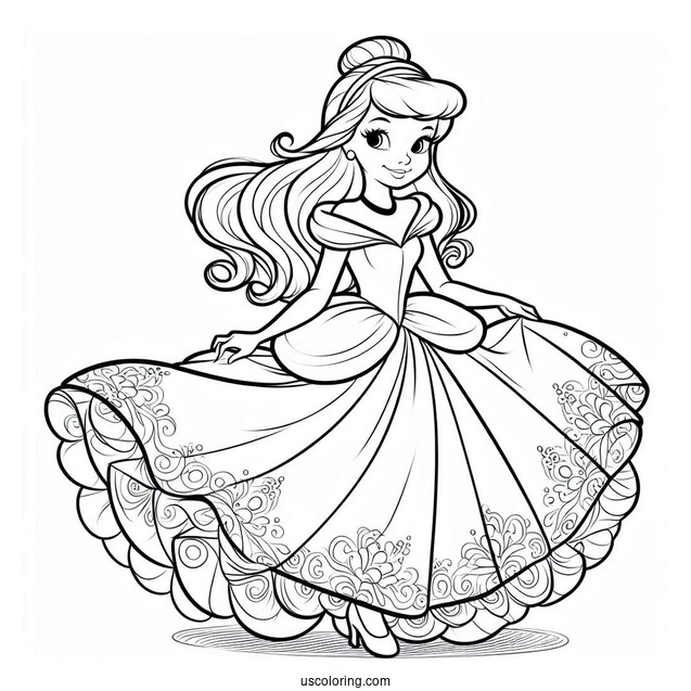 Cinderella In Normal Clothes Coloring Picture