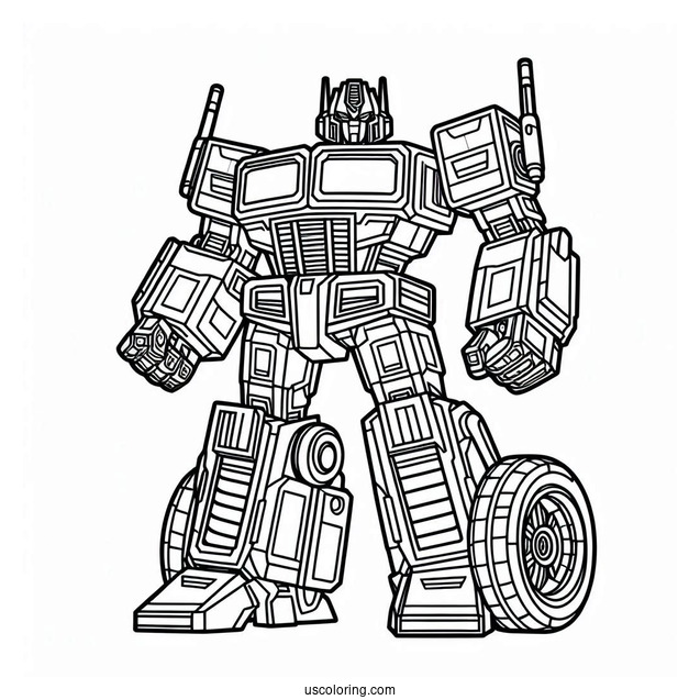 Easy Optimus Prime Coloring Page Outline For Preschoolers