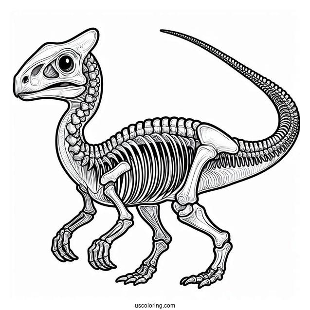 Parasaurolophus Coloring Page Skeleton