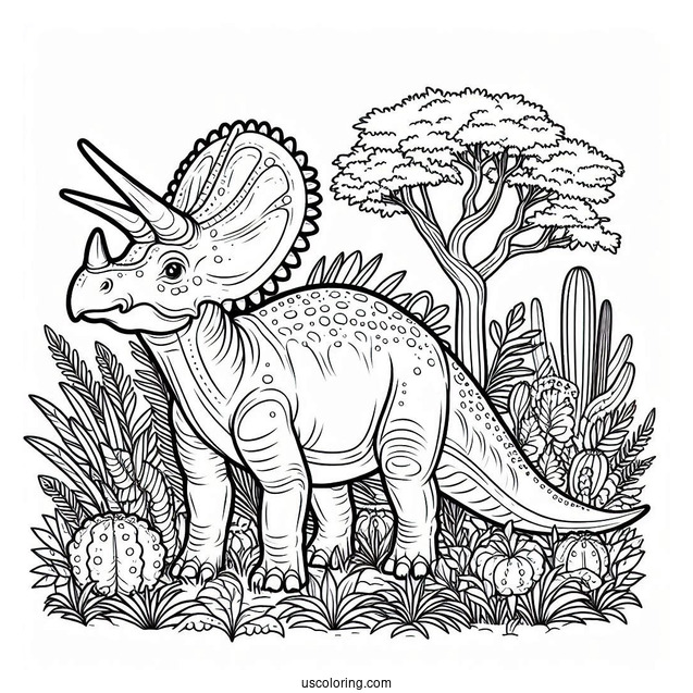 Parasaurolophus Coloring Page With Triceratops