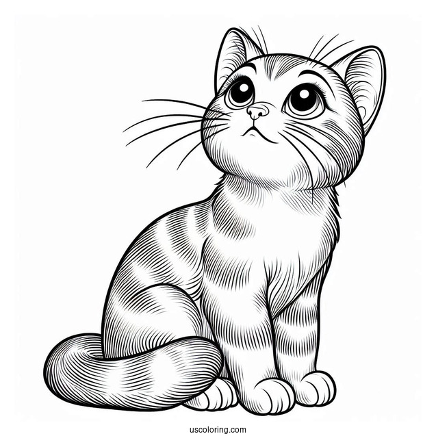 Adult Cat Looking Up Coloring In