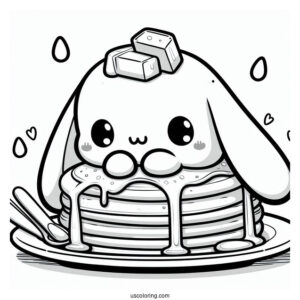 Kawaii Pancake Coloring Page Bunny With Melting Butter