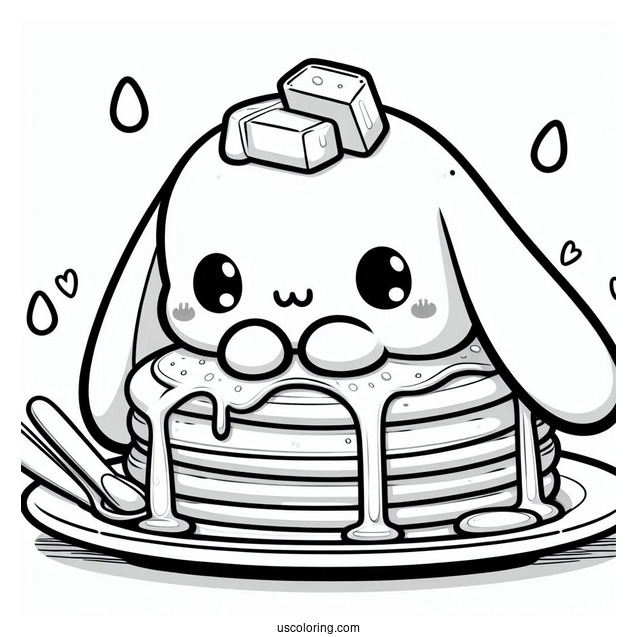Kawaii Pancake Coloring Page Bunny With Melting Butter