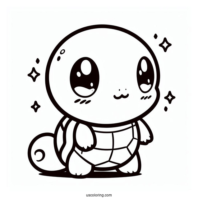 Kawaii Squirtle Coloring Page For Kids
