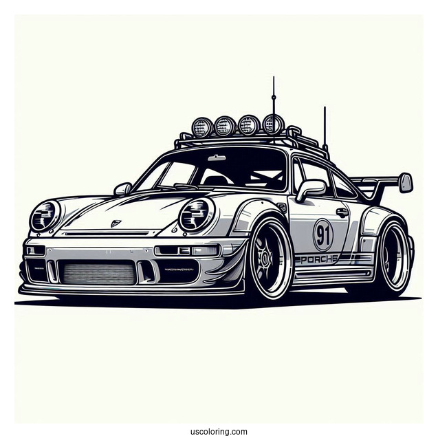 Simple Outline Of Solido Porsche Coloring Page
