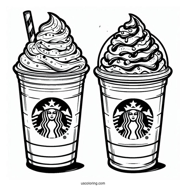 Starbucks Coloring Page Frappe With Whipped Cream And Chocolate Syrup