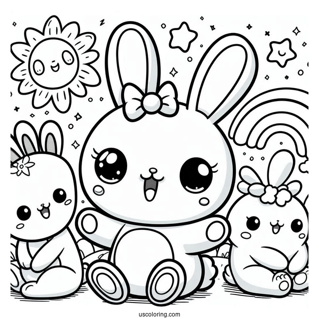 Sunny Bunnies Coloring Page Of Happy Sunny Bunnies S Marty, Hopper, Shiny, Turbo, Iris For Preschoolers