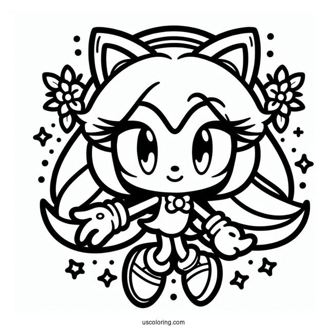 Simple Super Sonic Coloring Page Outline For Kids