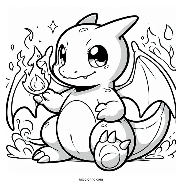 Cute Chibi Charizard Coloring In