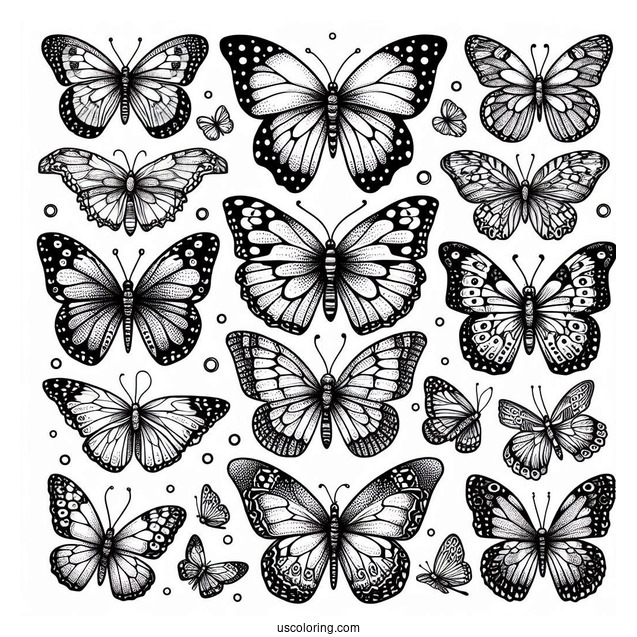 Top View Of An Assortment Of Butterflies
