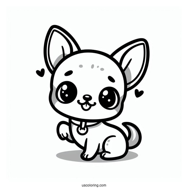 Kawaii Cartoon Chihuahua Coloring Page For Kids