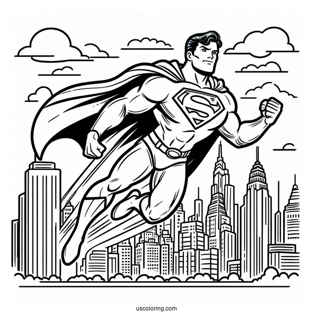 Superman Flying Through City Skyline