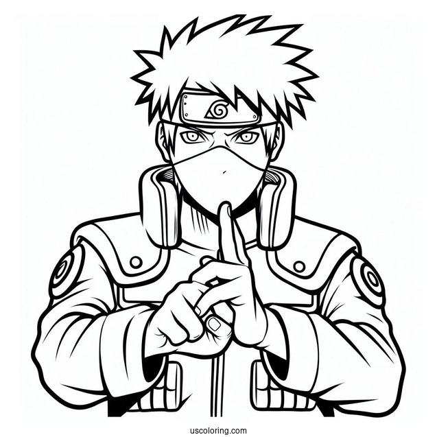 Easy Kakashi Coloring Page And Naruto Outline For Kids