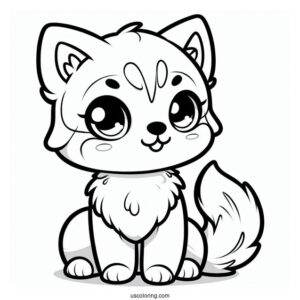 Kawaii Husky Puppy Sitting Down