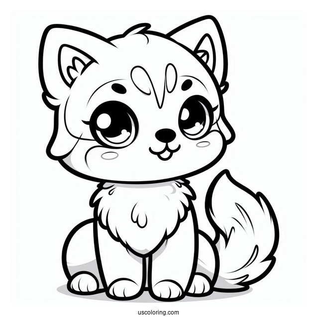 Kawaii Husky Puppy Sitting Down