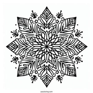 Easy Snowflake Coloring Page Outline For Kids