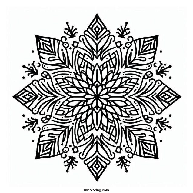 Easy Snowflake Coloring Page Outline For Kids