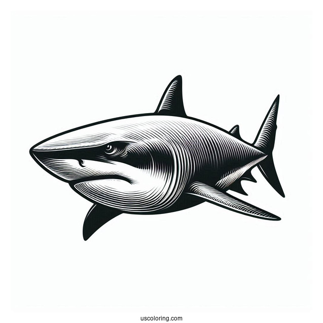 Close Up Of Bull Shark Coloring Page