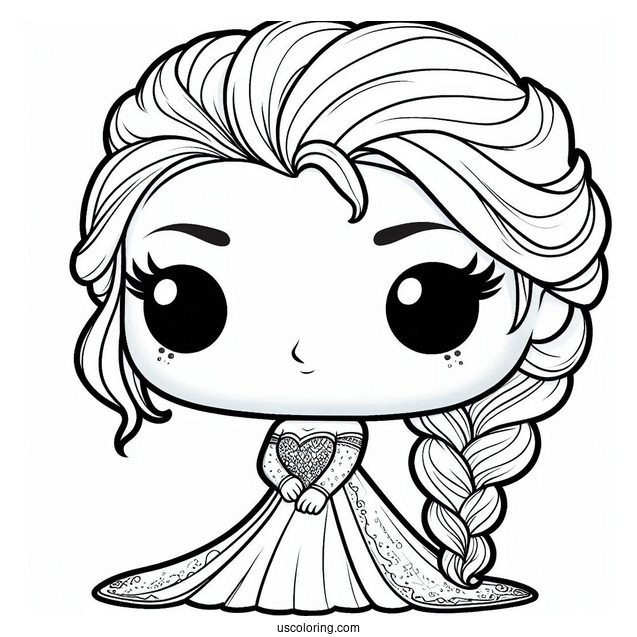 Cute Elsa Funko Pop Coloring For Preschoolers