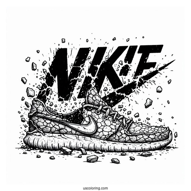 Nike Coloring Page Of Crumbling Just Do It Logo