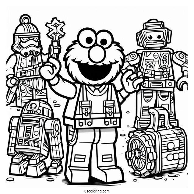 Lego Themed Elmo Coloring Page