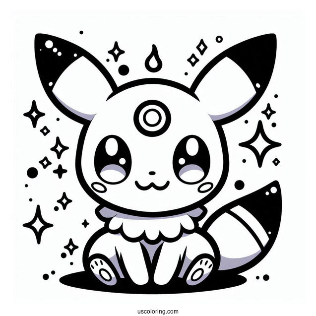 Kawaii Umbreon Coloring Sheet