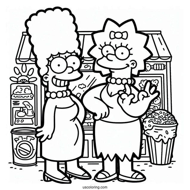 Simpsons Coloring Pages Of Cool Patty And Selma Bouvier