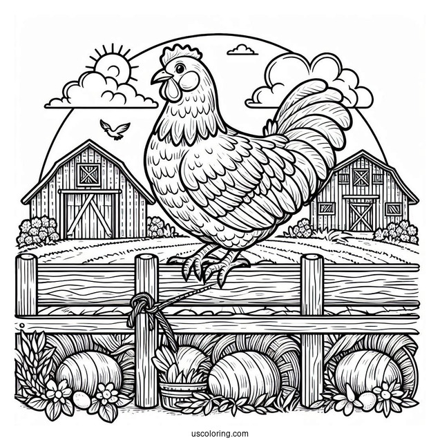Farm Chicken To Color