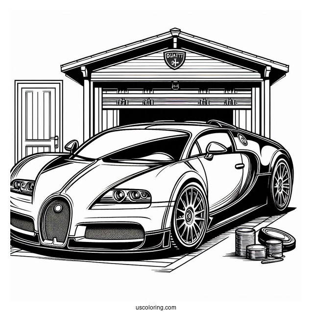 Bugatti Coloring Page Centodieci Inside Garage
