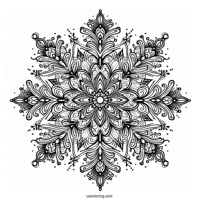 Full Page Of Intricate Snowflake Coloring Page