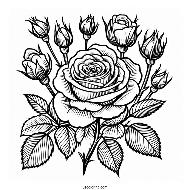 Blooming Roses Coloring Sheet