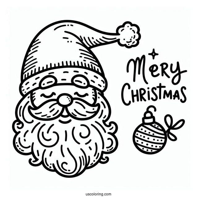 Easy Santa Face To Color With Merry Christmas Text