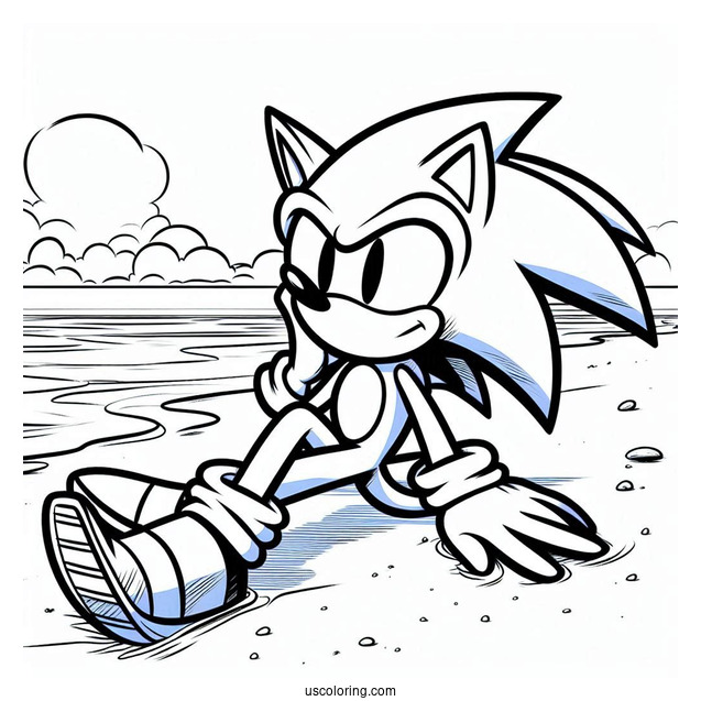 Chilling Sonic Exe Coloring Page On The Beach