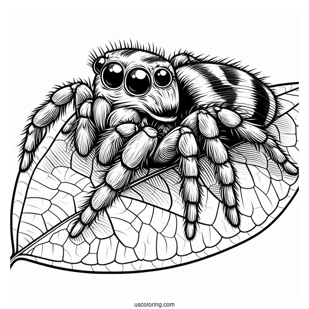 Jumping Spider Sitting On Leaves